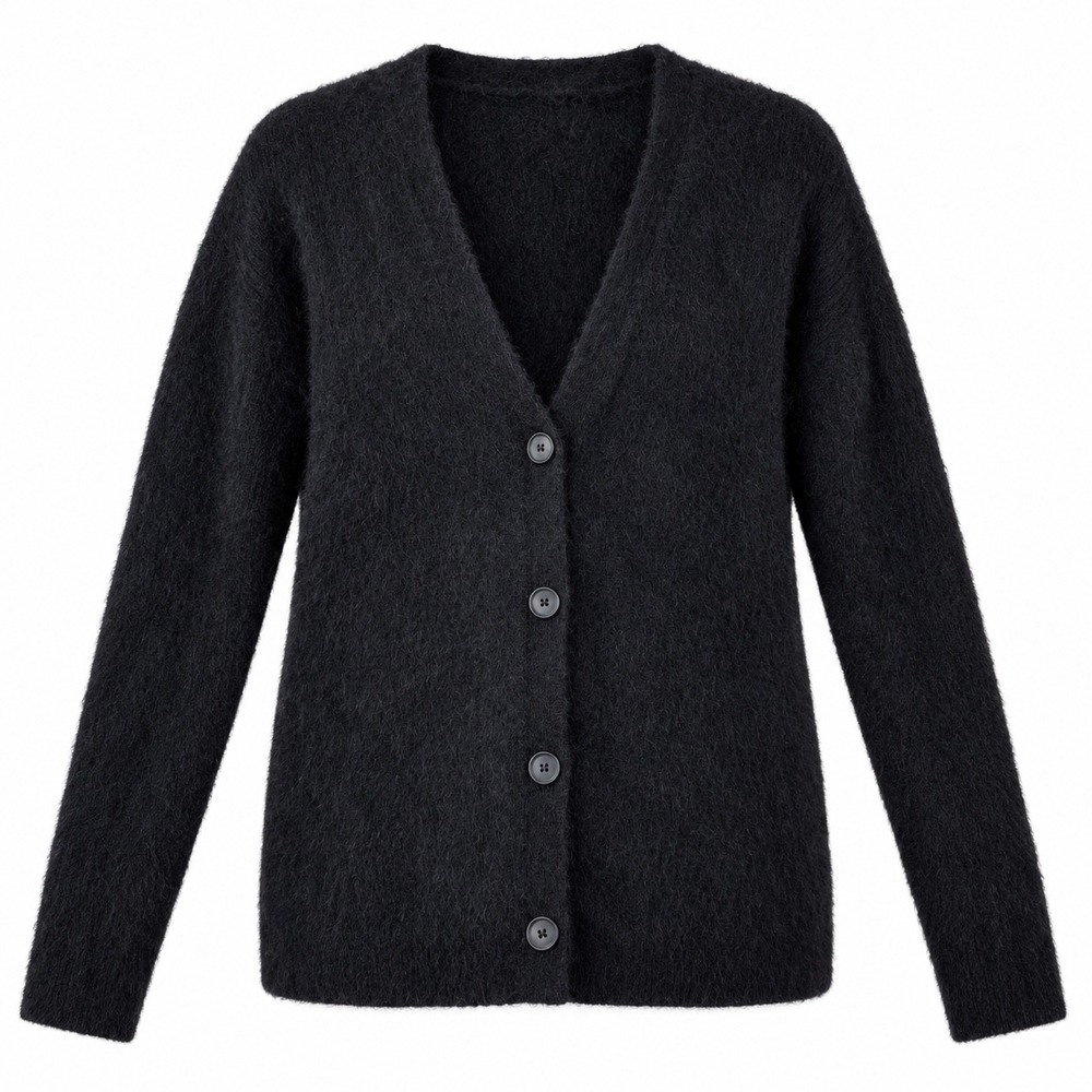 Caslon Cardigan Sweater Size S Black Alpaca Blend Fuzzy Dark Academia